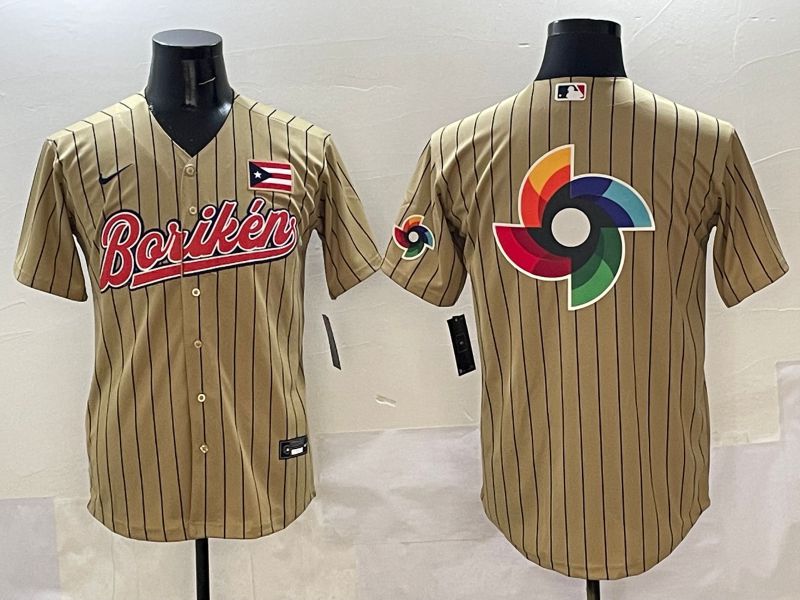 Men Puerto Rico Blank Brown Stripe Joint Name 2025 Nike MLB Jersey style 20